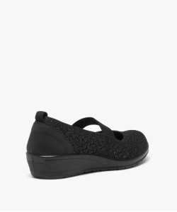 Ballerines femme confort unies avec paillettes et à semelle compensée